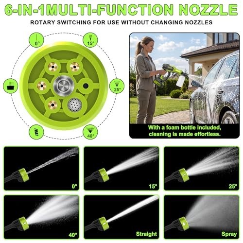 Portable Cordless Handheld Washer – 3 Modes, 23FT Hose & 6-in-1 Nozzle for Car,