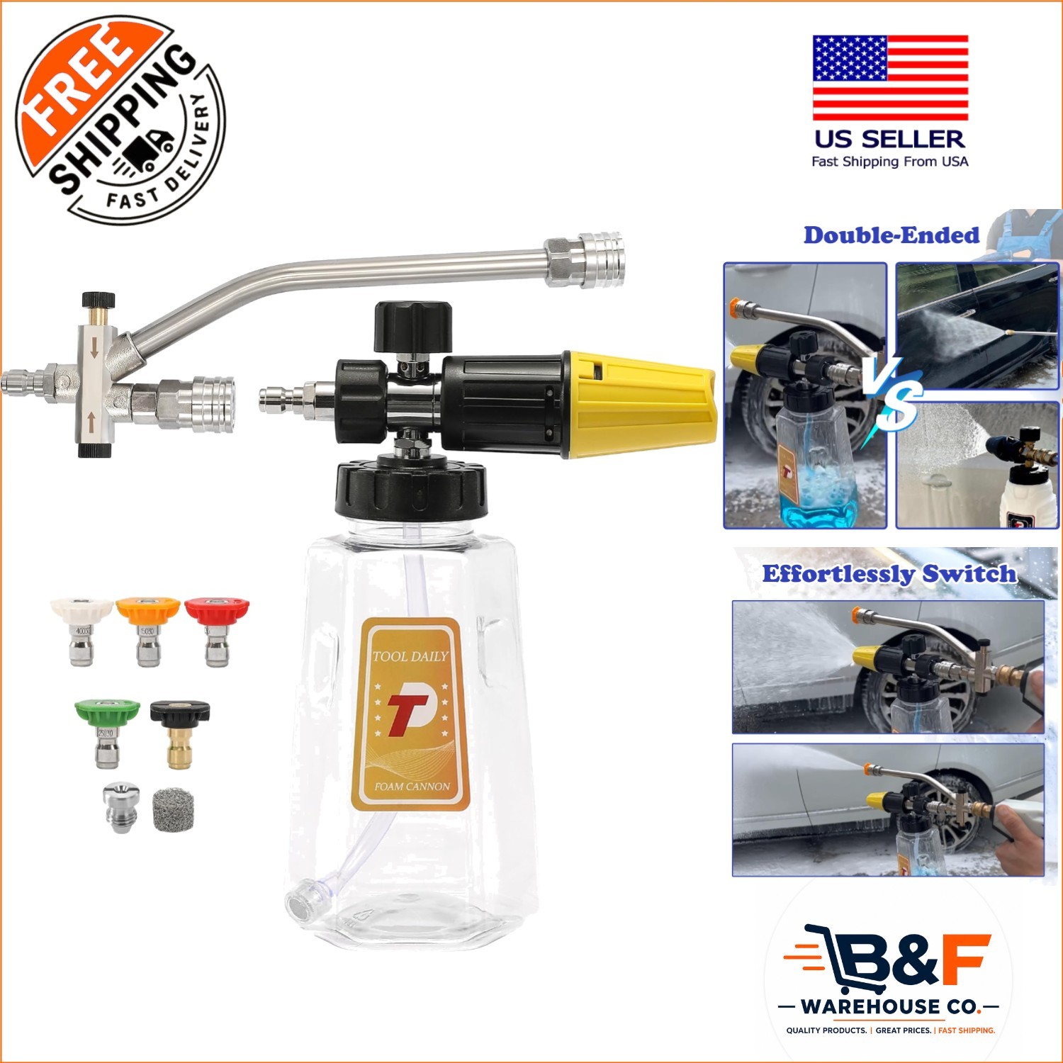 Durable Pressure Washer Foam Cannon with 1/4″ Quick Connect & Easy-Fill Design