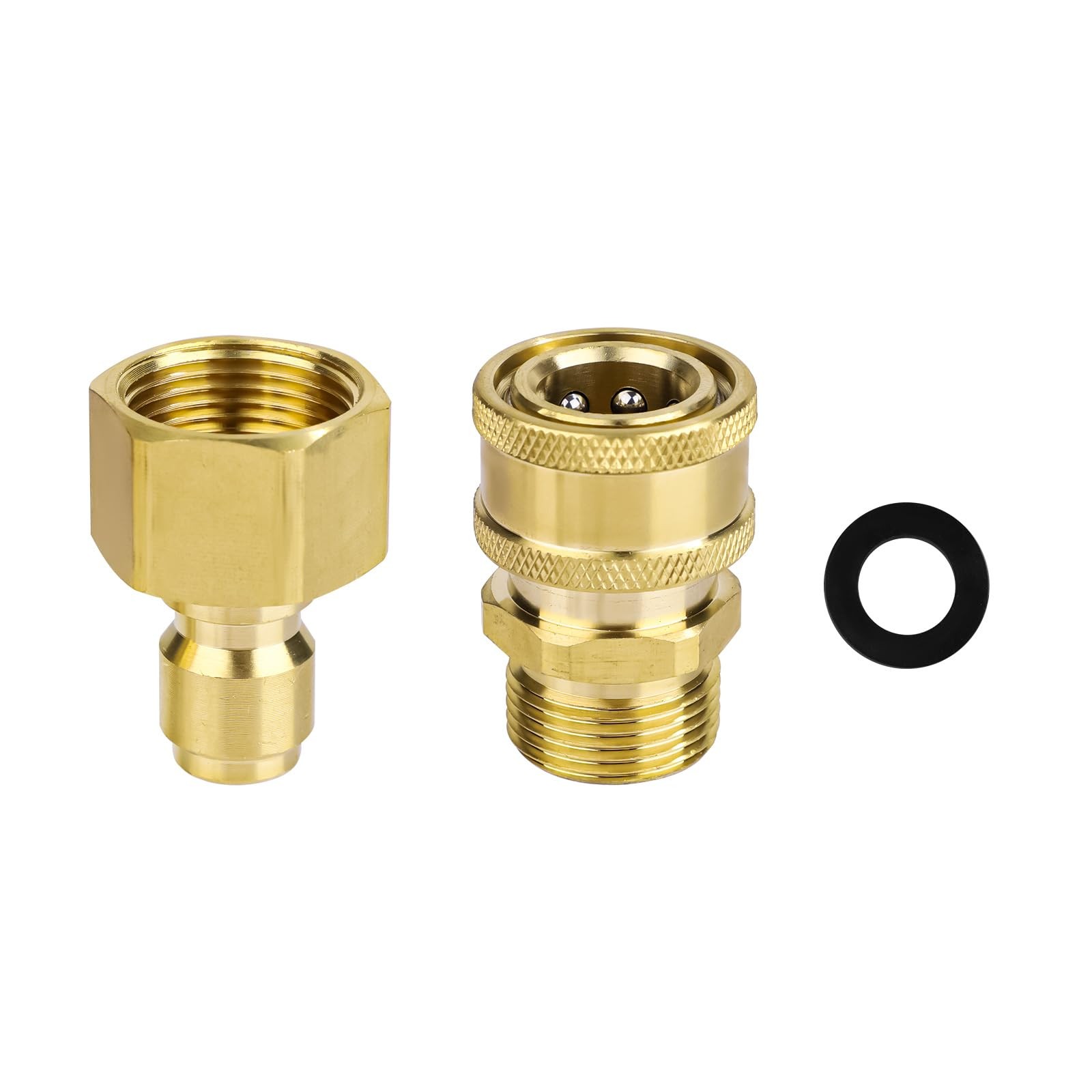 Pressure Washer Adapter Set M22 14mm To 1/4 Inch Coupler Brass 5000 PSI 2 PCS