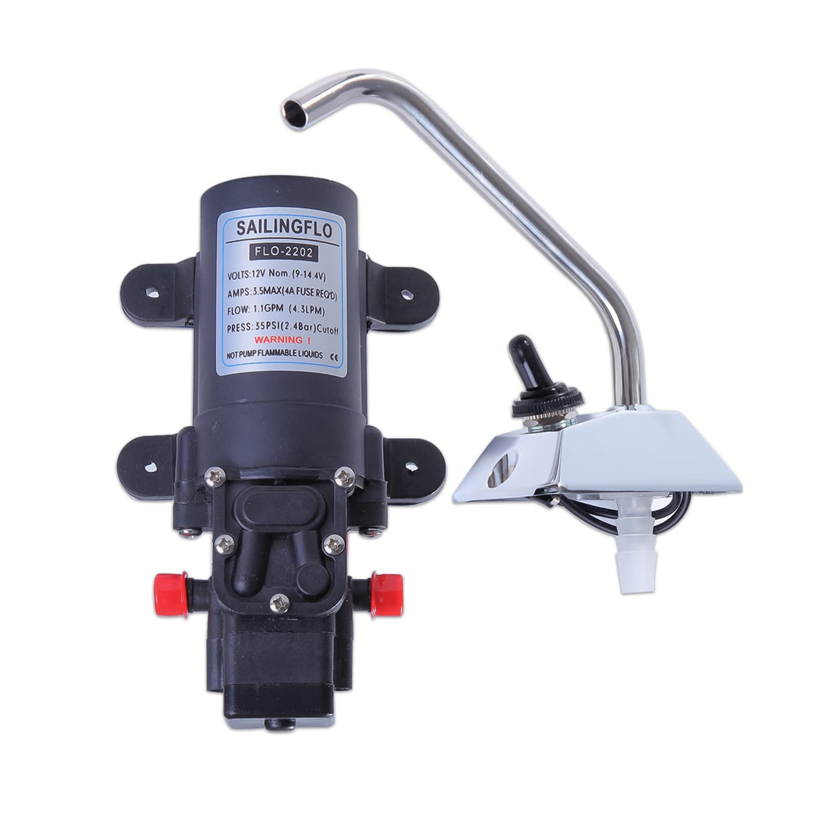12V Water Pressure Diaphragm Pump Car Electric Water Pump 4.3 L/min 1.1 GPM 35 P