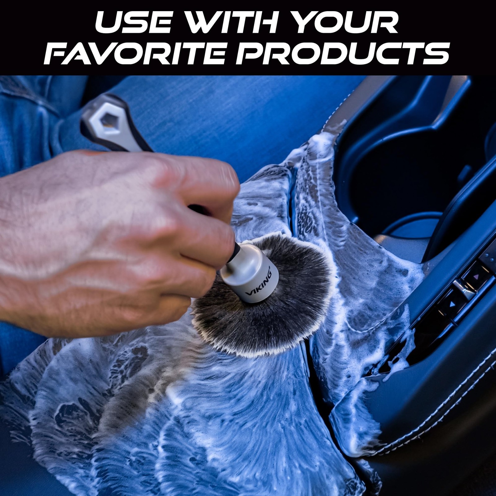 VIKING Car Detailing Brush Set for Cleaning Kit, Super-Soft Bristles Gray