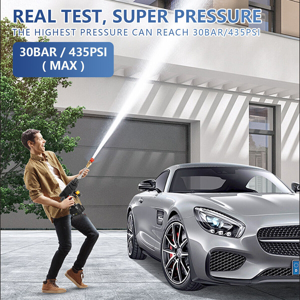 2 Battery Cordless Water Spray Gun Portable High Pressure Car Washer Cleaner 5M