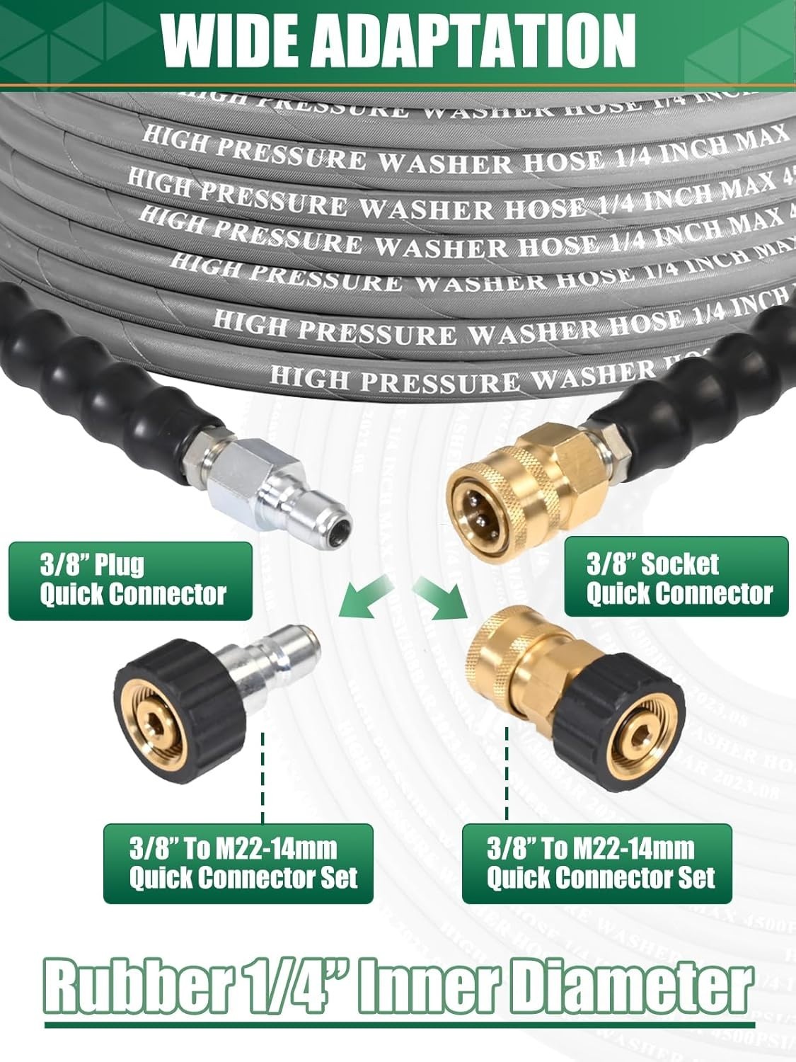 COYARDOR 1/4″ Pressure Washer Hose 4500 PSI for Hot/Cold Water Power Washer