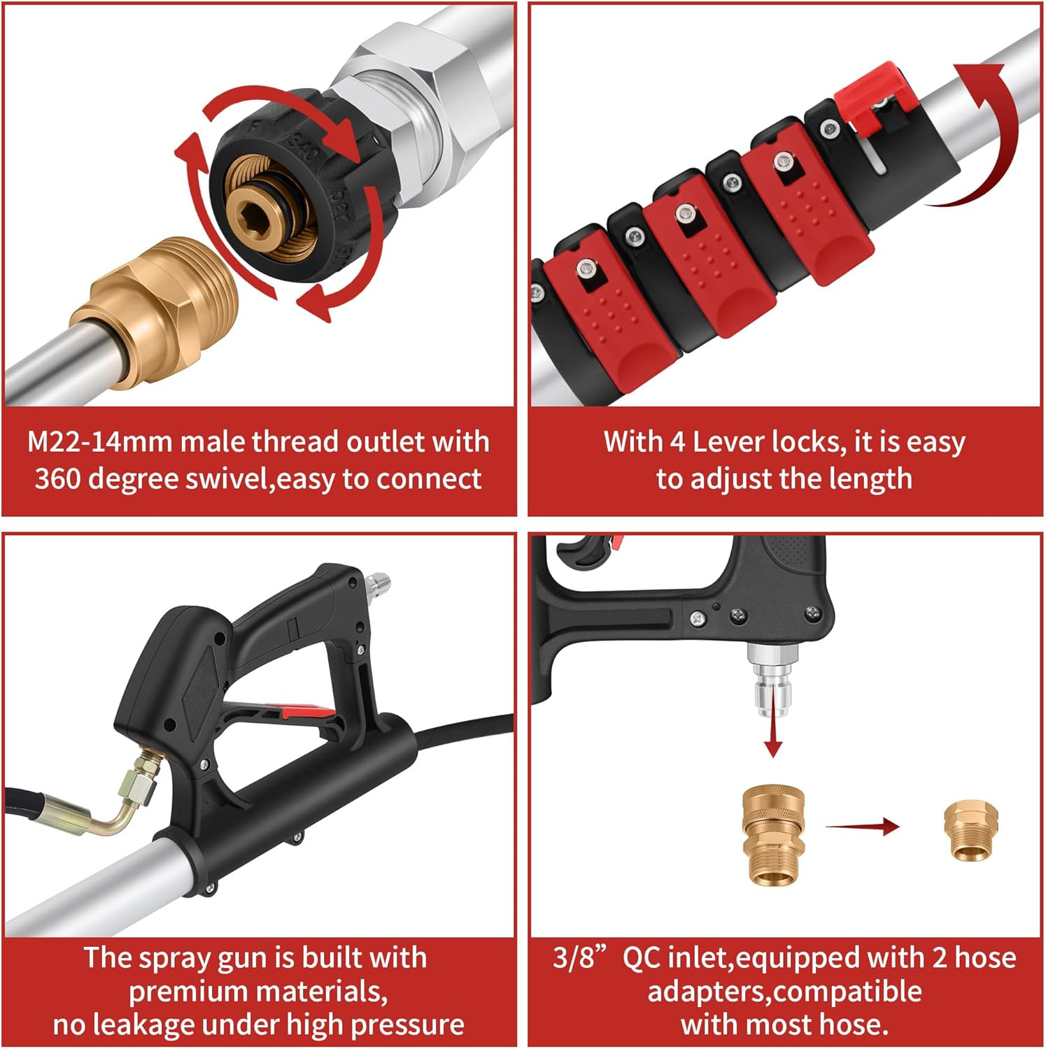 24 FT Gutter Cleaning Tools from the Ground – Telescoping Pressure Washer Wand –