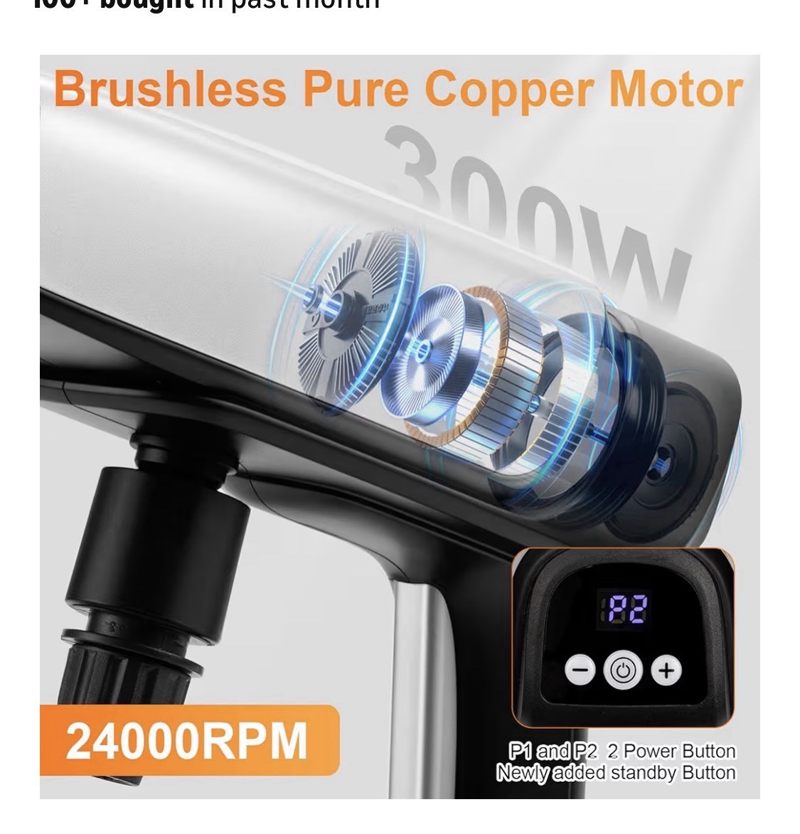 Cordless Pressure Washer 21V 1250PSI 6-in-1 Nozzle Brushless Motor Foam Cannon