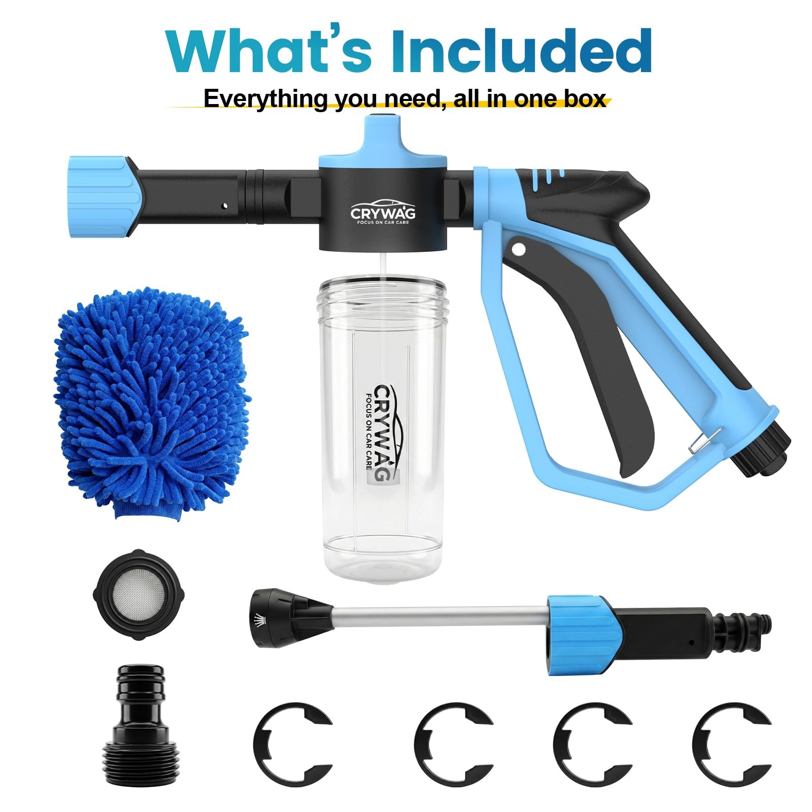 Car Foam Cannon Gun Garden Hose Soap Sprayer Wash Mitt 3 Modes Outdoor Cleaning