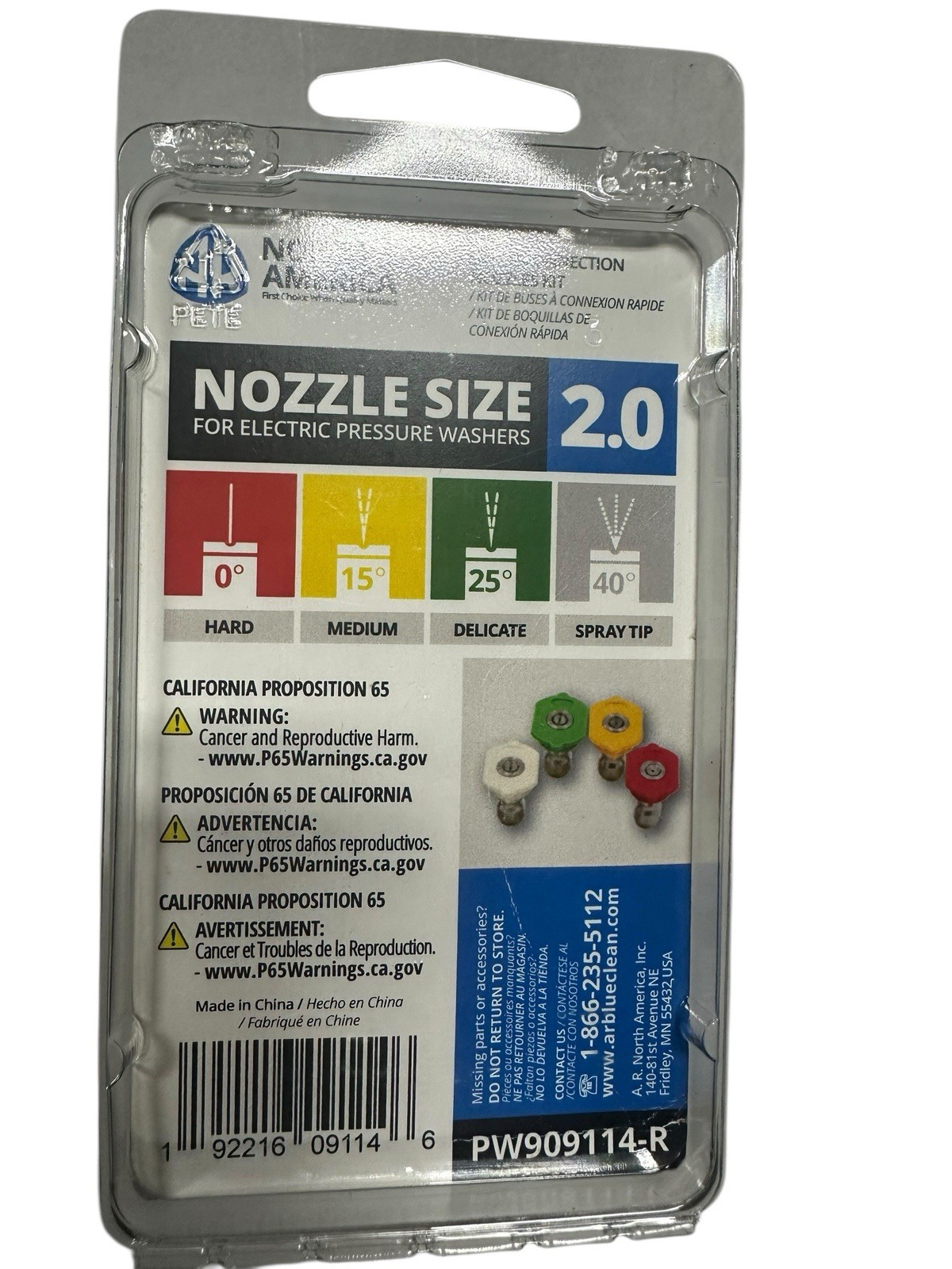 AR Blue Clean PW909114-R Nozzle for Pressure Washer, ( 4-Pack ) NEW FreeShip