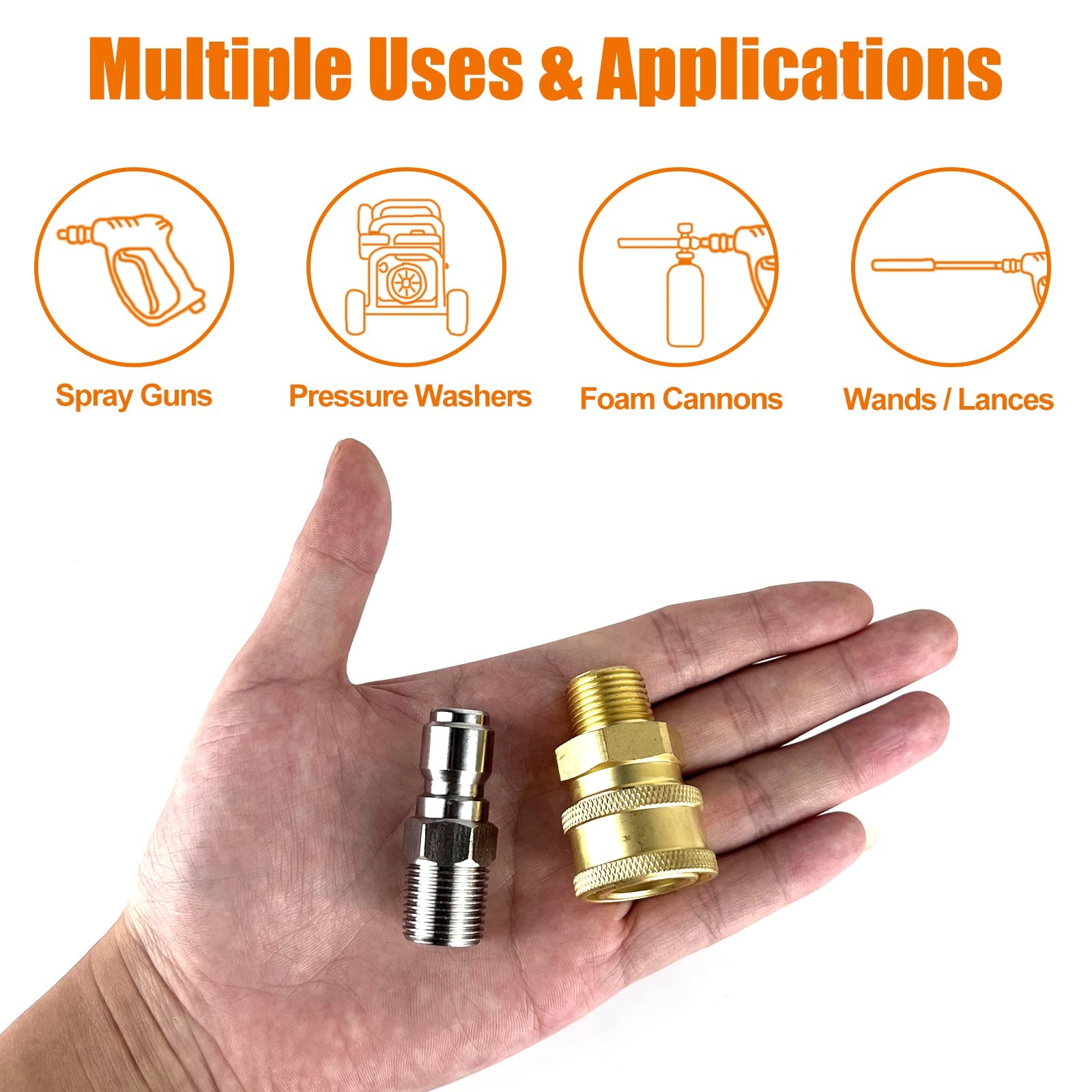 4 Pairs NPT 3/8 Inch Male Female Quick Connector Pressure Washer Adapters