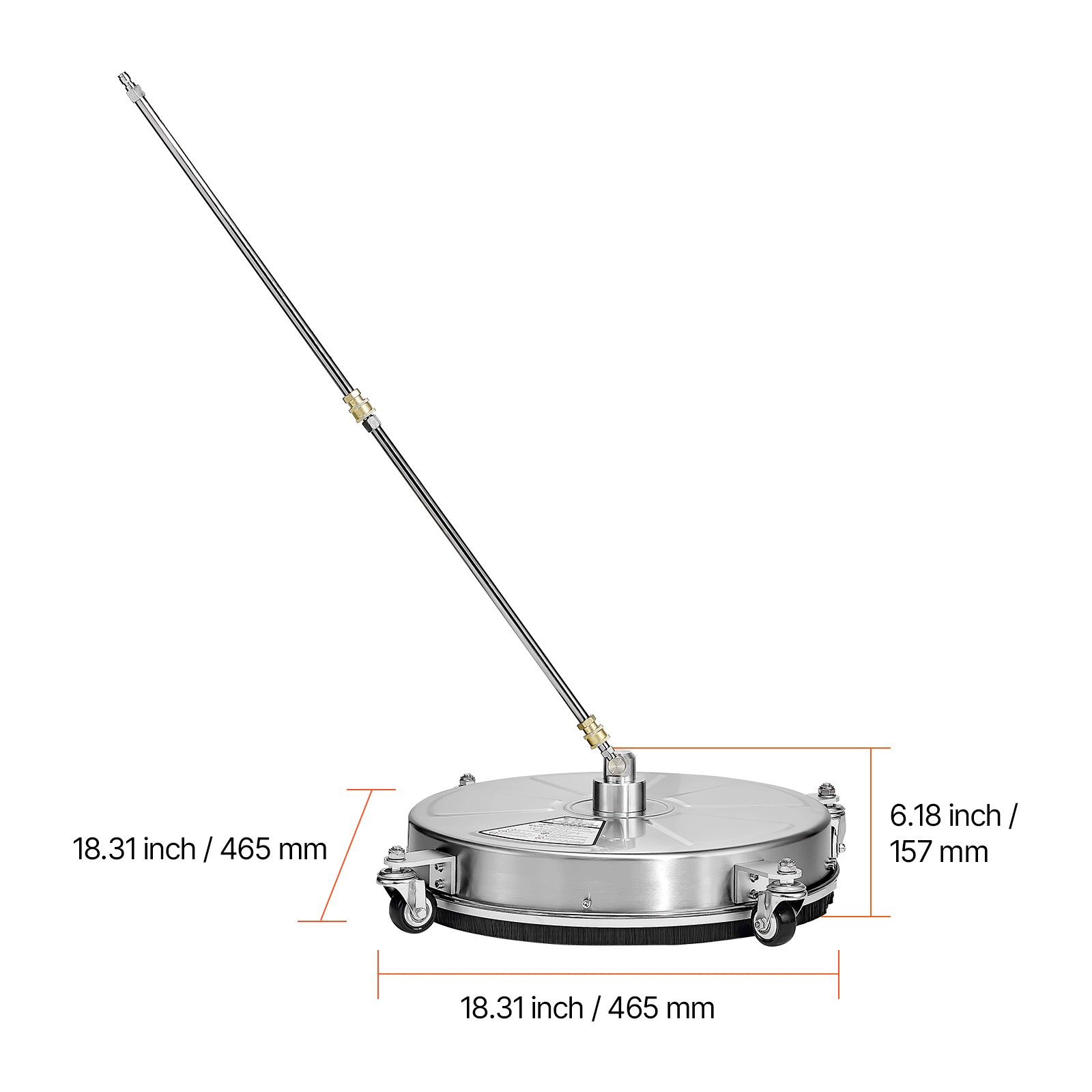 Uimoso 18″ Pressure Washer Surface Cleaner 4Wheels 4000 Max PSI 2 Extended Wands