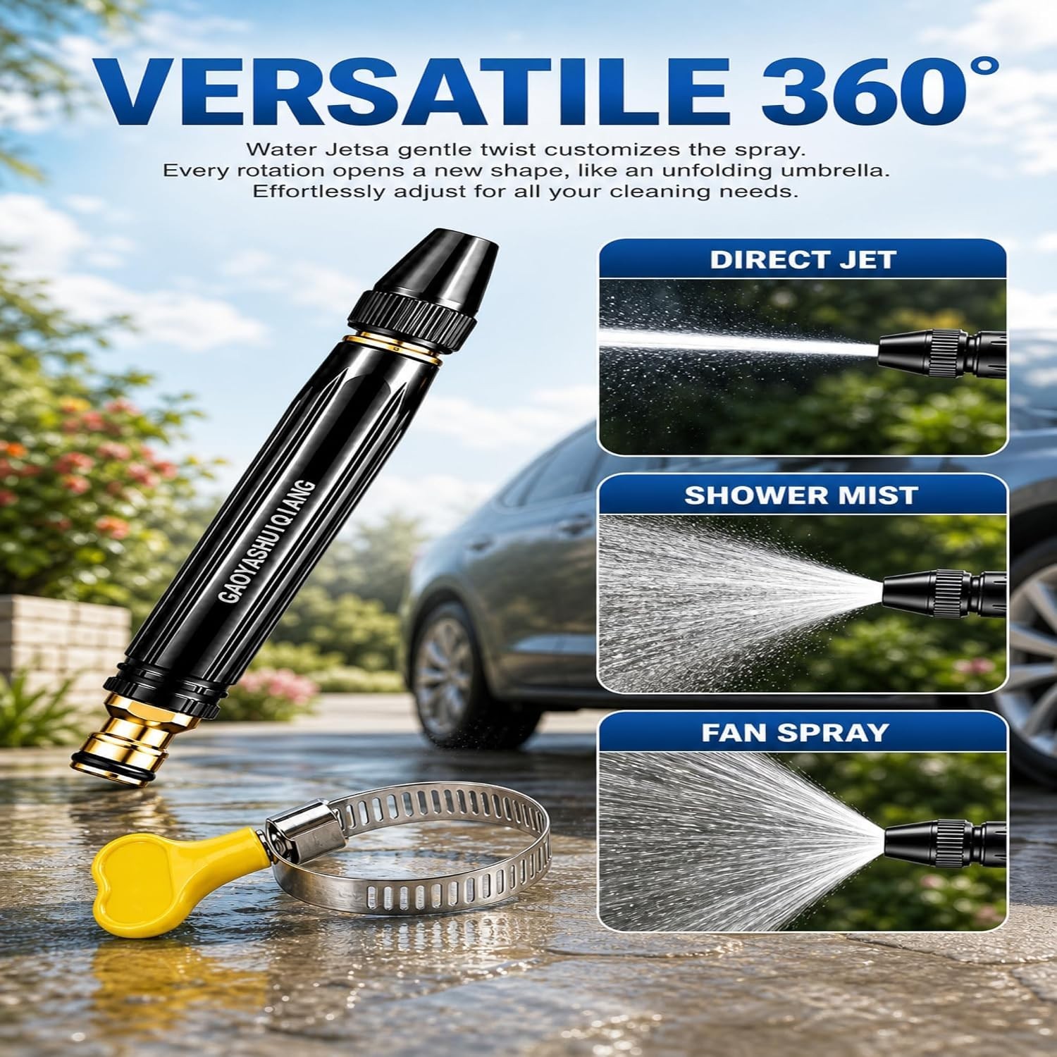 High Pressure Car Wash Water Gun with Booster Nozzle Portable Water Saving Gun
