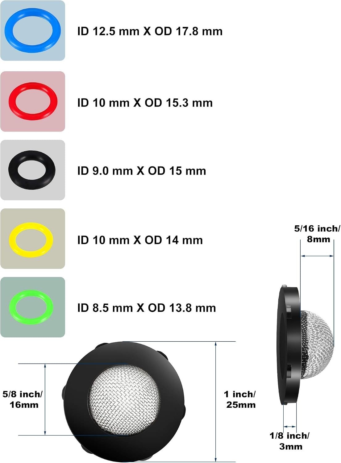 48 Pieces O-Ring Power Pressure Washer Kit 6 Sizes Sealing Stainless Steel Filte