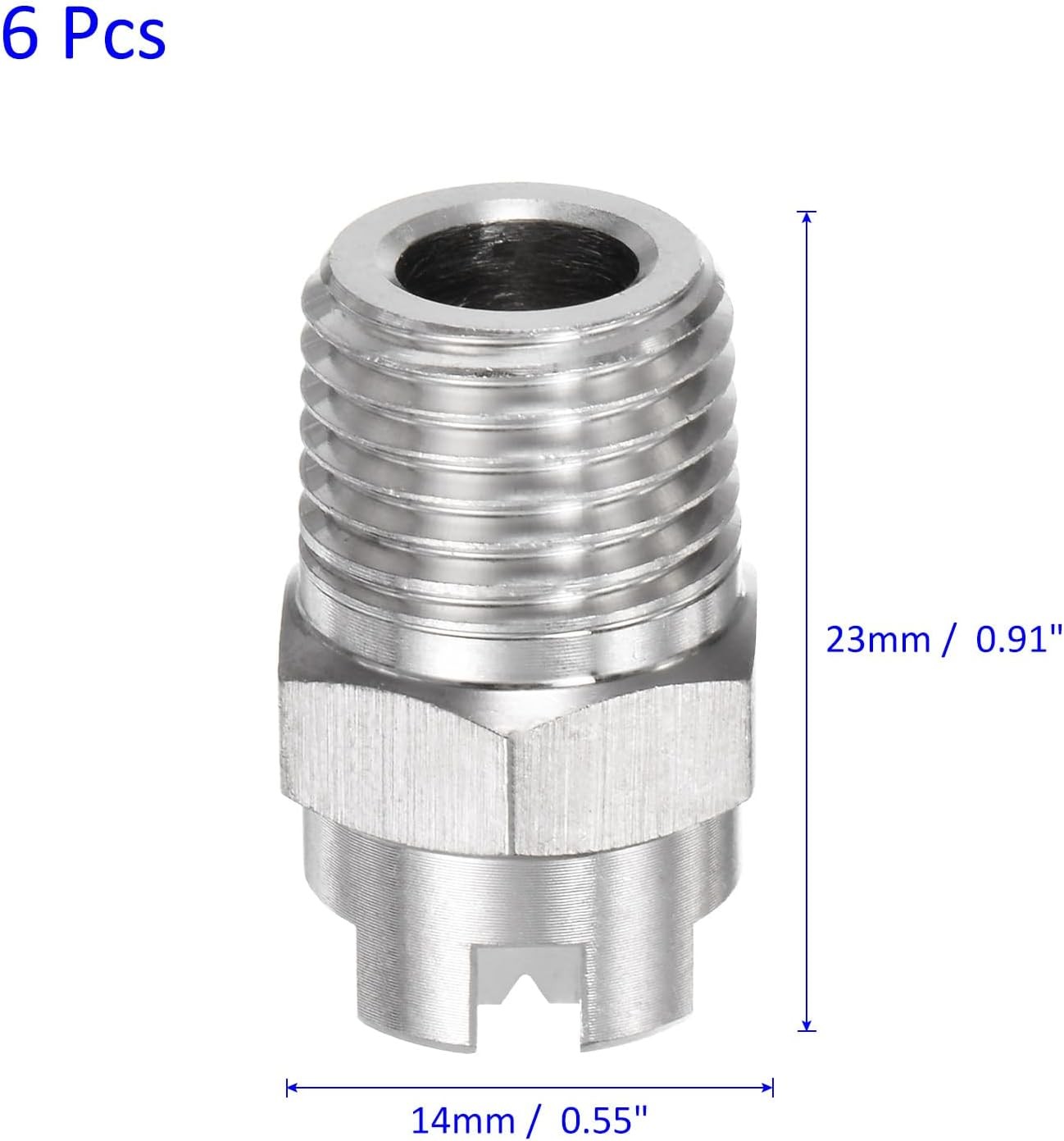 6-Pack Flat Fan Spray Tip 110 Degree 1/4BSPT Male Stainless Steel Pressure