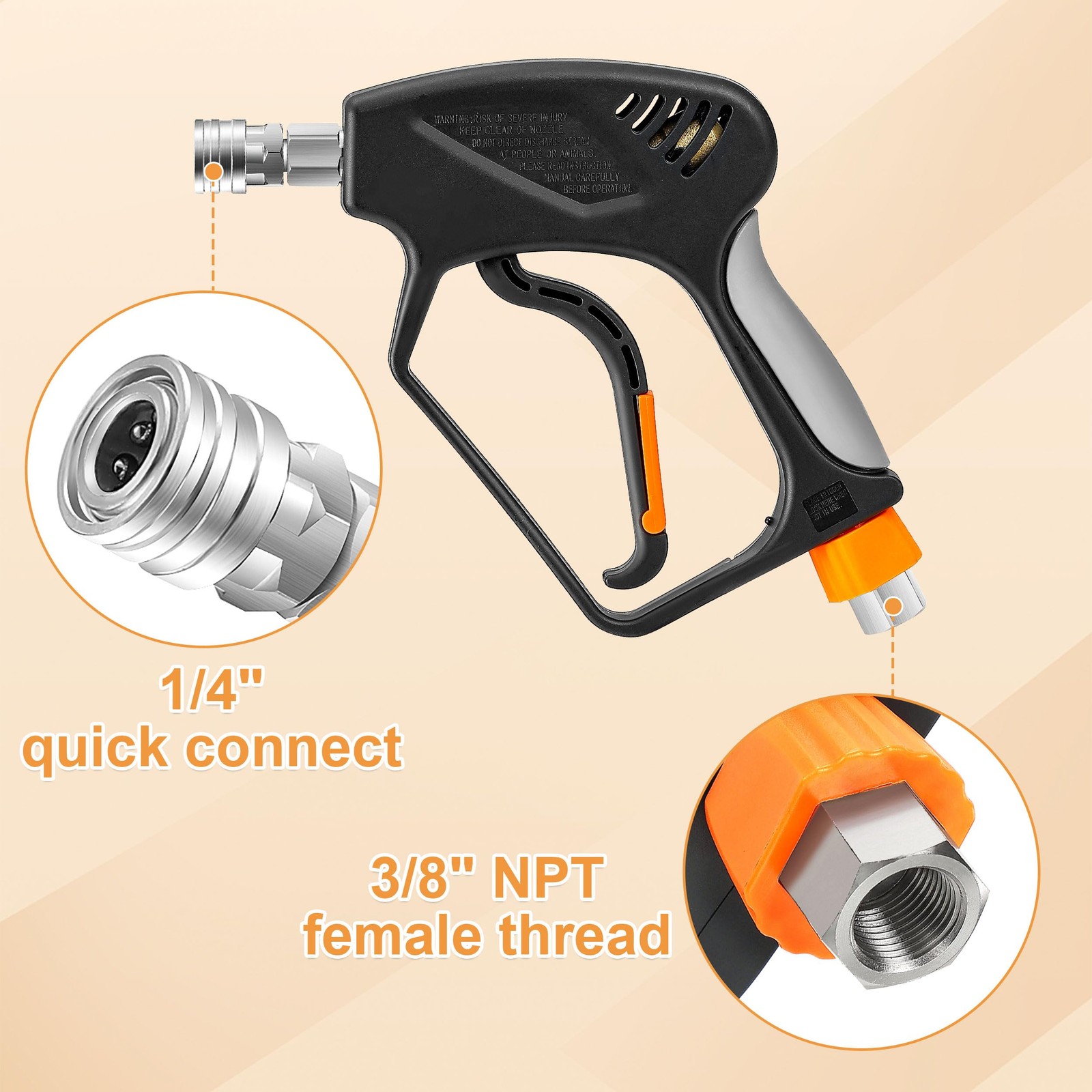 Pressure Washer Gun with Foam Cannon, 1.5 Liter, 5000 PSI