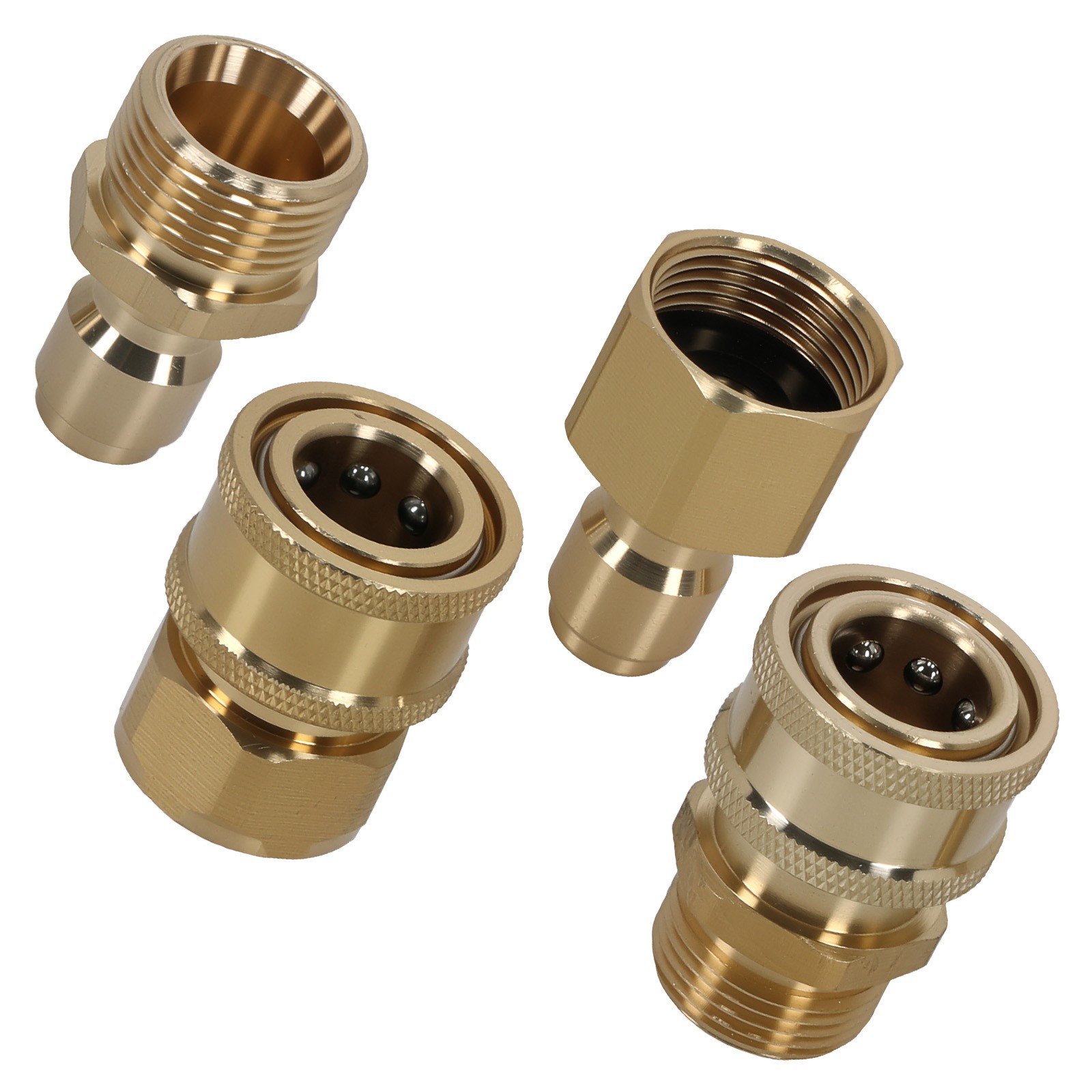 4x Pressure Washer Adapter M22-15mm Brass Fitting 3/8″ Quick Connect Coupler