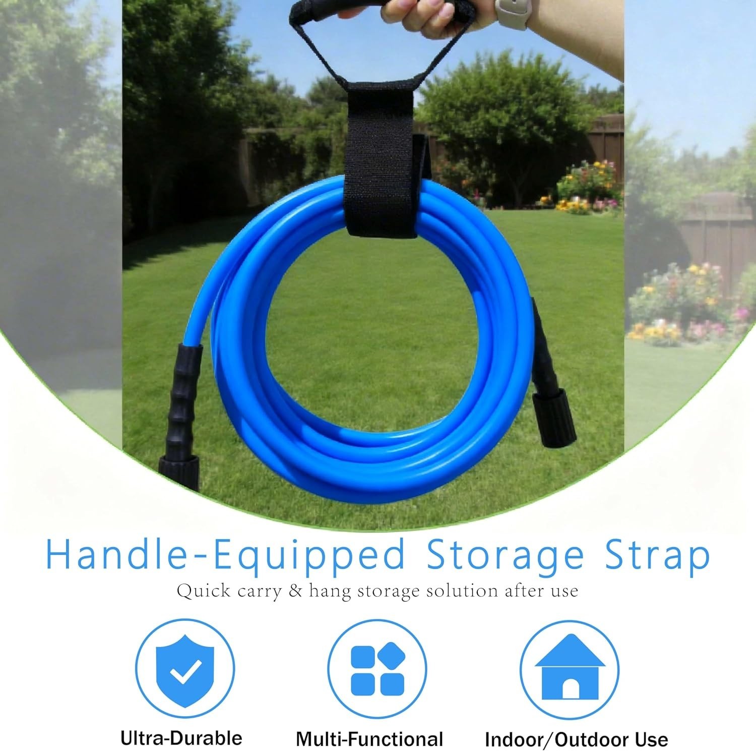 50FT Blue Pressure Washer Hose – 5800 PSI Kink-Resistant with Quick Connector