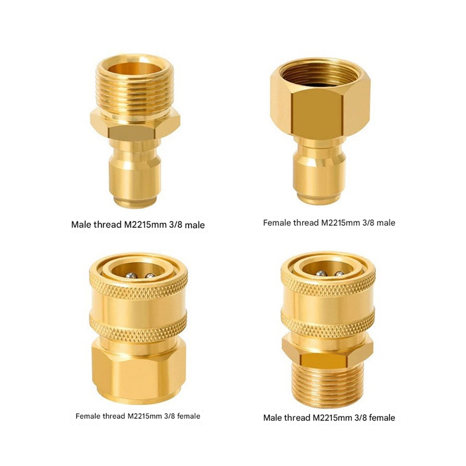 4PCS Pressure Washer Adapter Set Quick Disconnect Kit M22 Swivel 3/8” ConnectHI