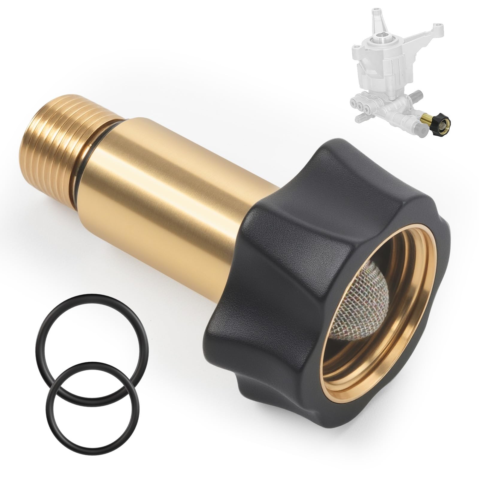 7110166 Water Inlet Fitting 3/8″ Filter Pump Inlet to 3/4″ Pressure Washer Ga…