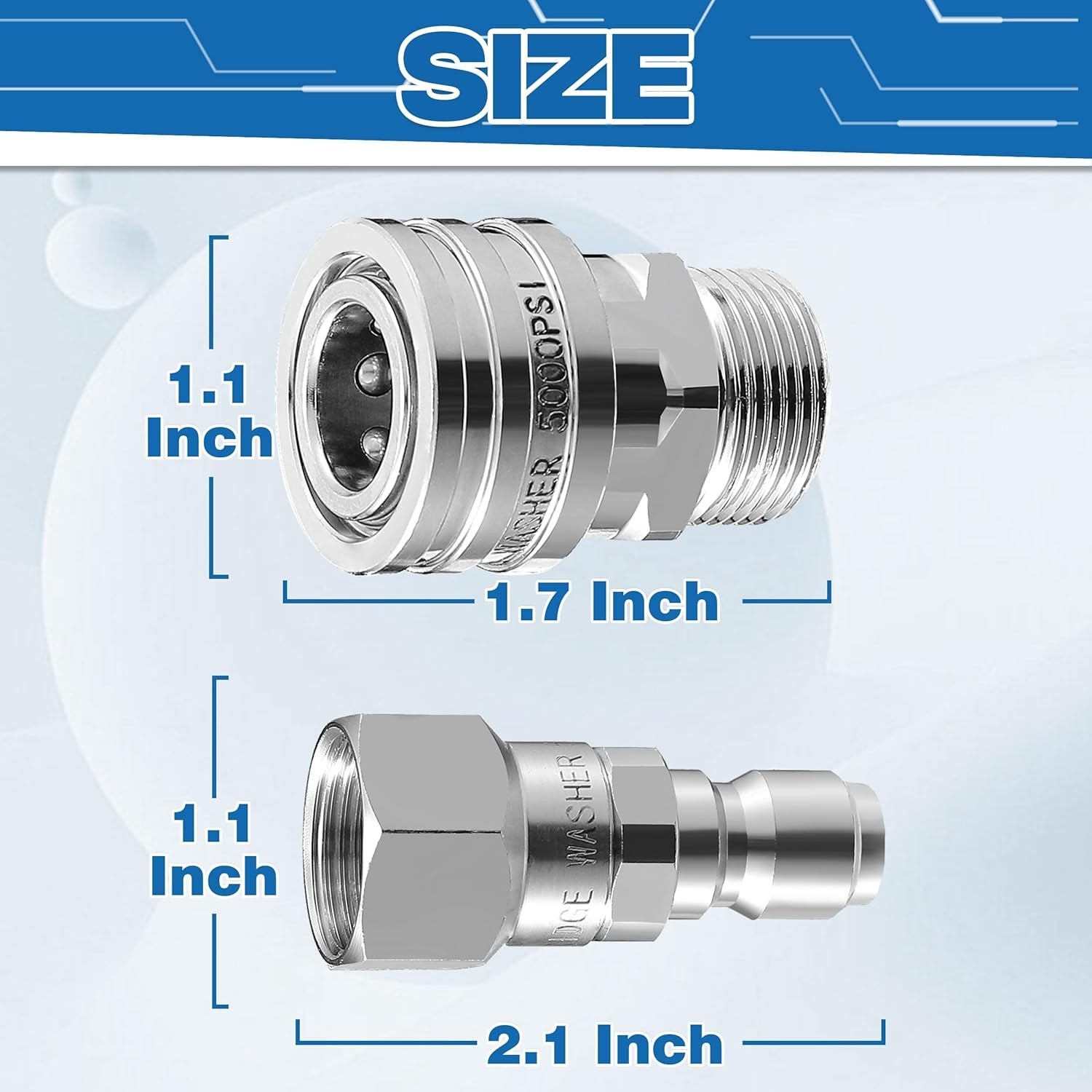 Comprehensive 4 Pack M22 14mm Quick Connect Stainless Steel Pressure Adapters