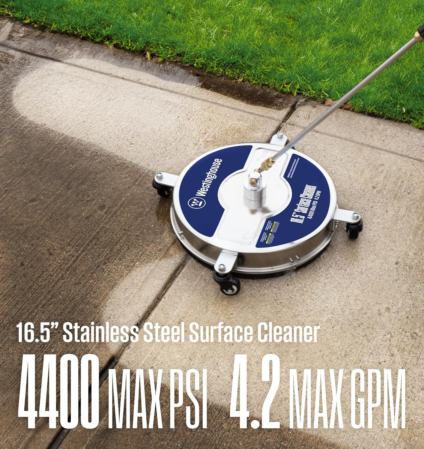 Universal 16.5” Pressure Washer Surface Cleaner Attachment – Stainless Steel – 4