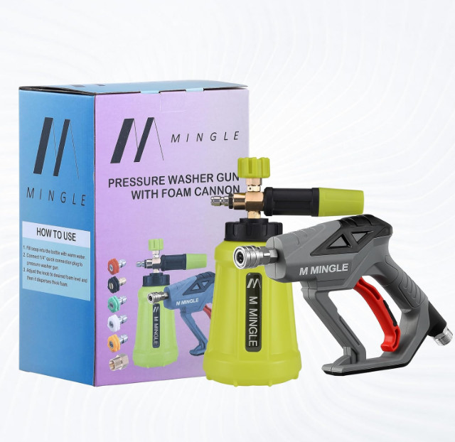 4000 PSI Foam Cannon Kit with Pressure Washer Gun & 5 Nozzles, 1L Bottle