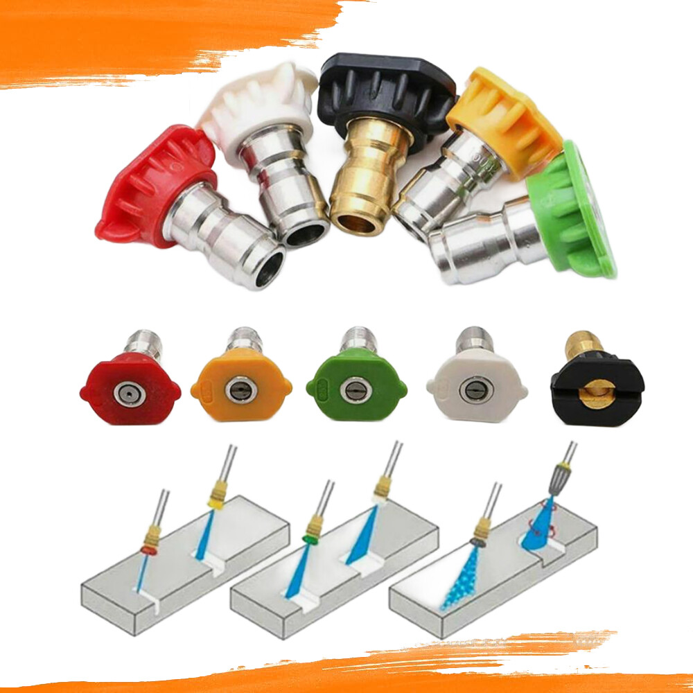 5X 1/4″ High Power Tips Pressure Washer Spray Nozzle Set Quick Connect New
