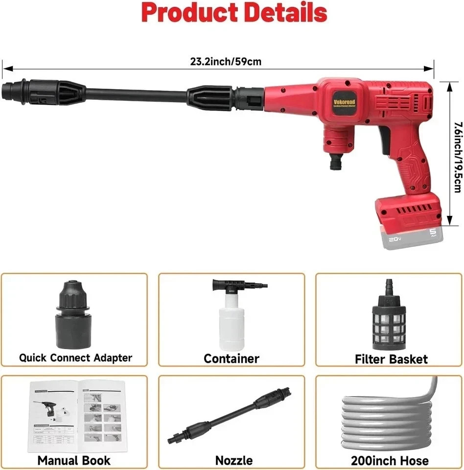 Cordless Pressure Washer for Milwaukee M18 Battery, Portable Cordless Power Wash