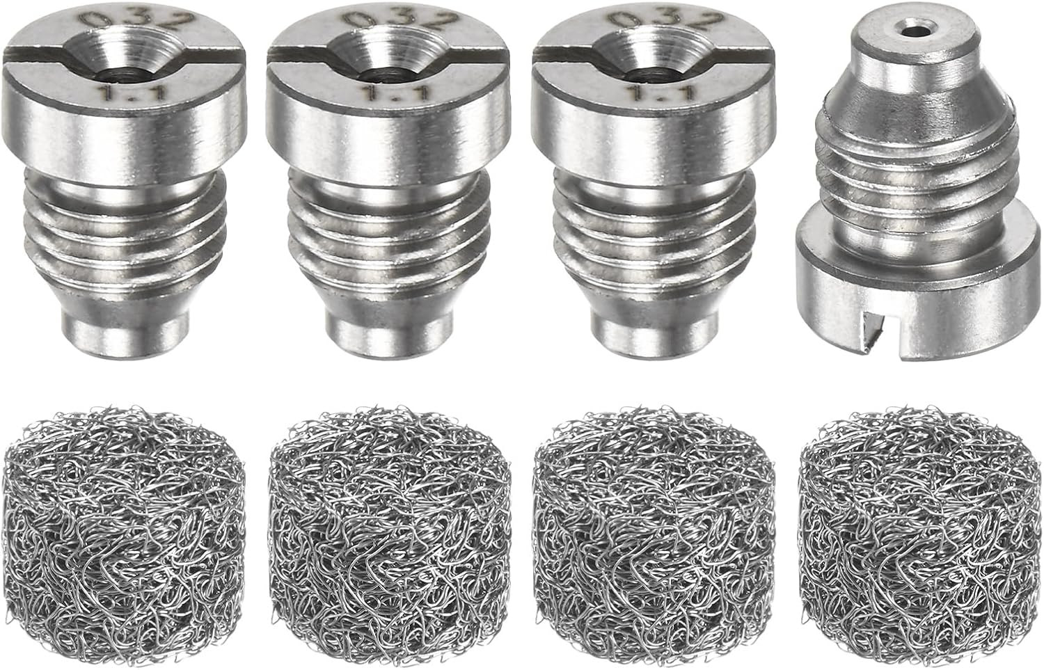 4-Set Foam Cannon Orifice Nozzle, 1.1Mm Stainless Steel Universal Thread Tips Wi