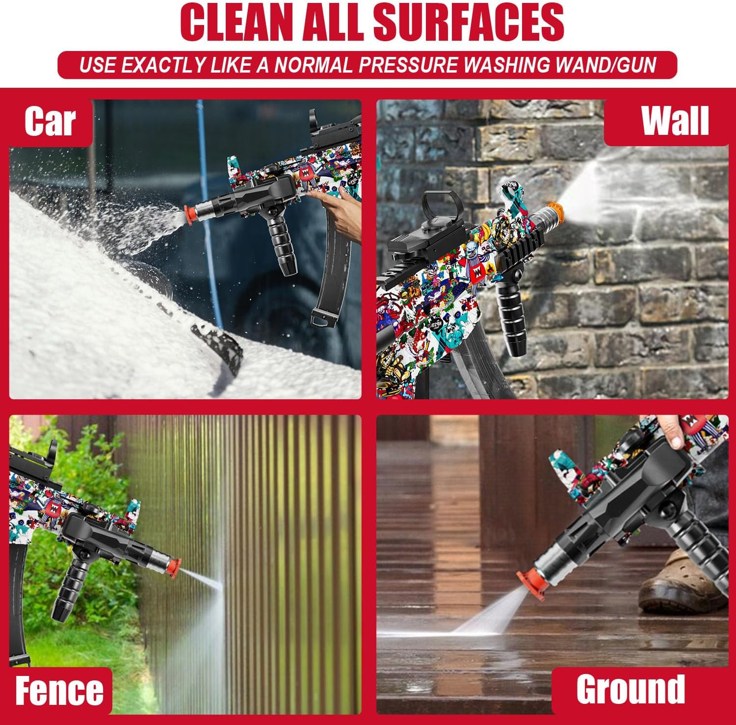 MP5 Model Pressure Washer Gun with Swivel & 4 Nozzles, 3600 PSI High Pressure Sp