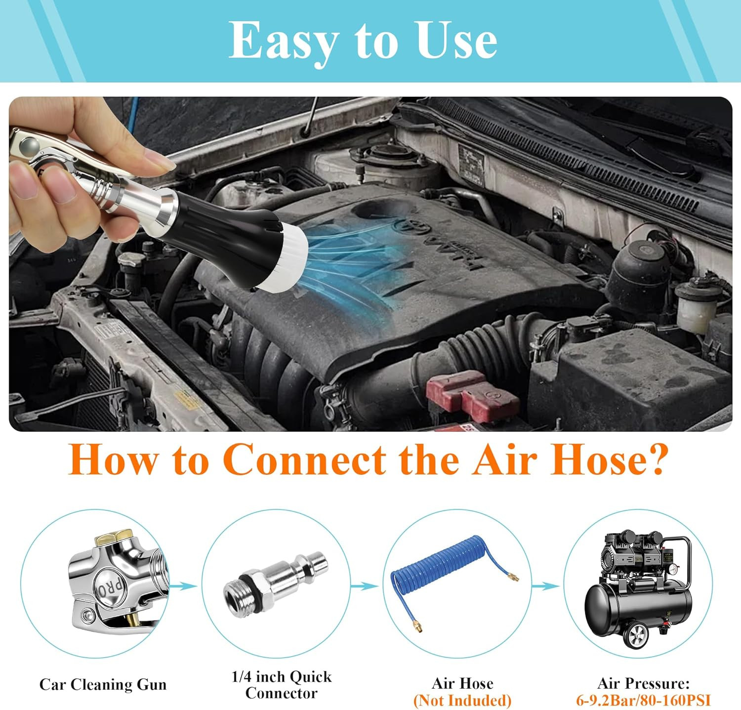 Mini Tornado Air Gun with Detachable Brush,Vortex Cleaning Gun Trumpet