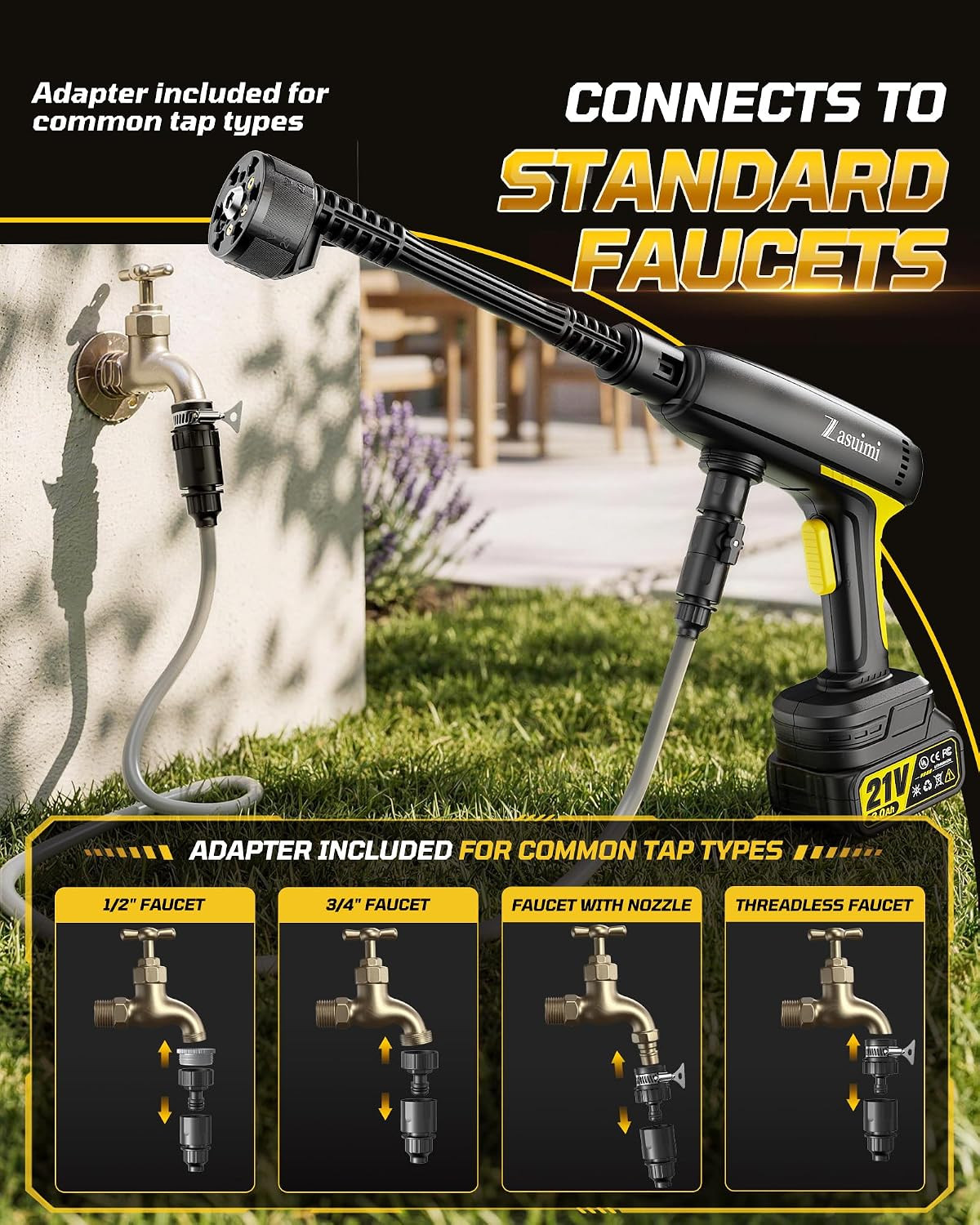 Cordless Cleaning Tool, 1400 PSI Brushless Motor, 6-In-1 Nozzle | 3Ah Battery Op