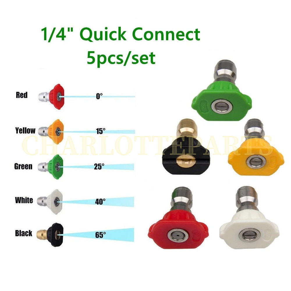 5pcs Pressure Washer Spray Tips Nozzles High Power Kit Quick Connect 1/4″ Set