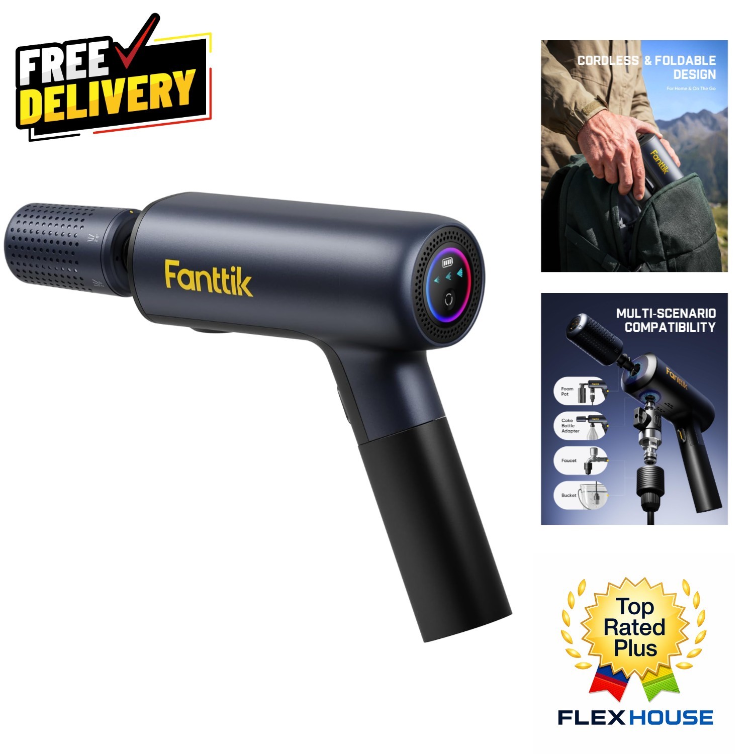 NB10 Flip Cordless Pressure Washer Gun – 5-in-1 with HD Display & Foldable De…