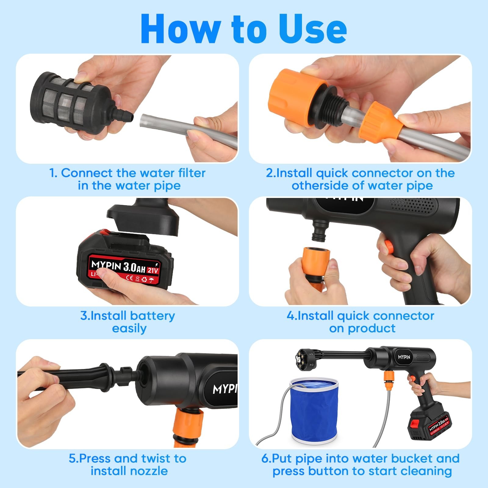 Portable Cordless 600PSI Pressure Washer, Handheld Cleaning Tool for Car