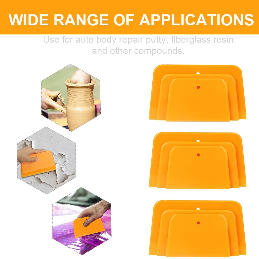 Frandilo 15pcs Body Filler Spreader, Hard Plastic 4/5/6 Inch Reusable orange