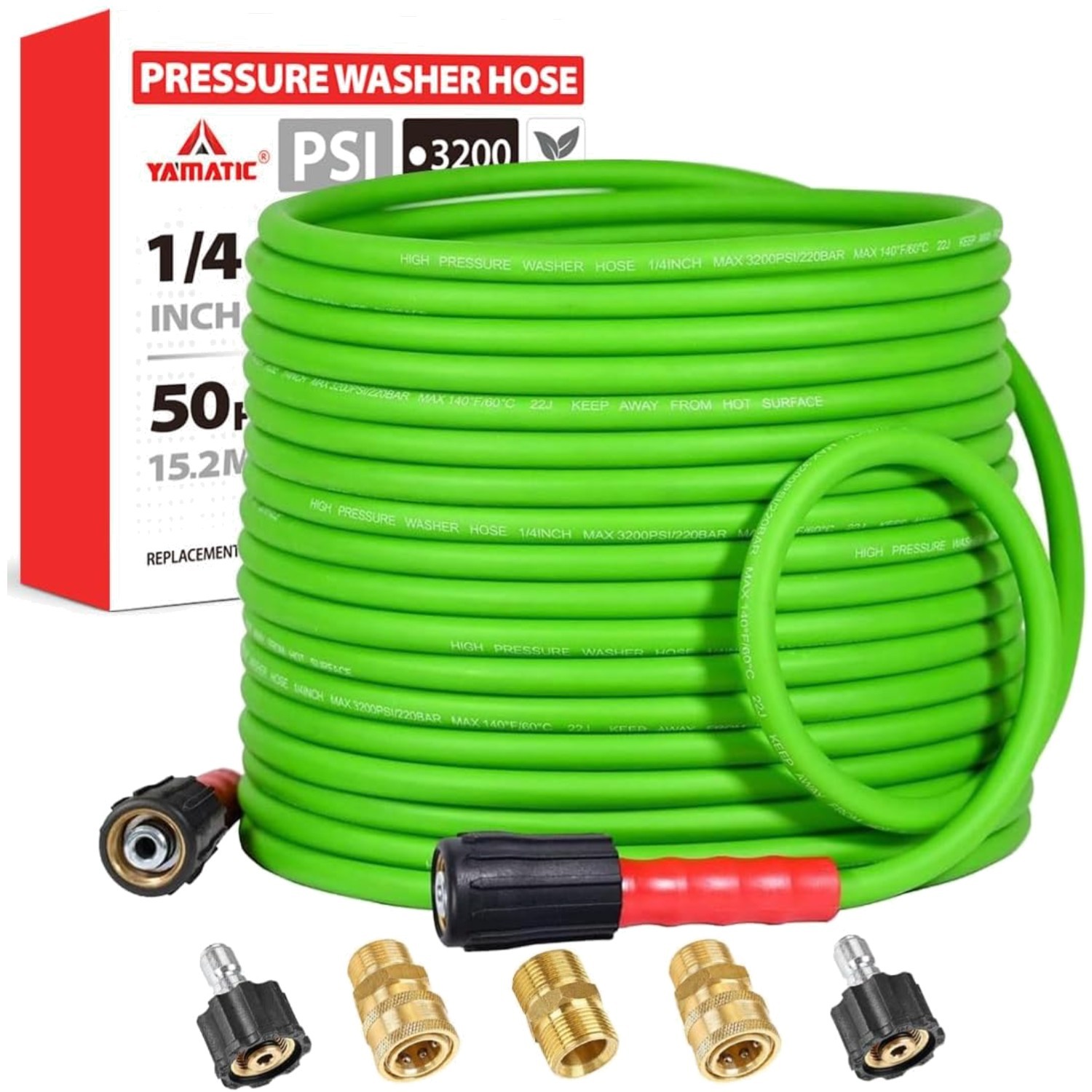 Flexible Power Washer Replacement Hose 50FT, Kink Resistant