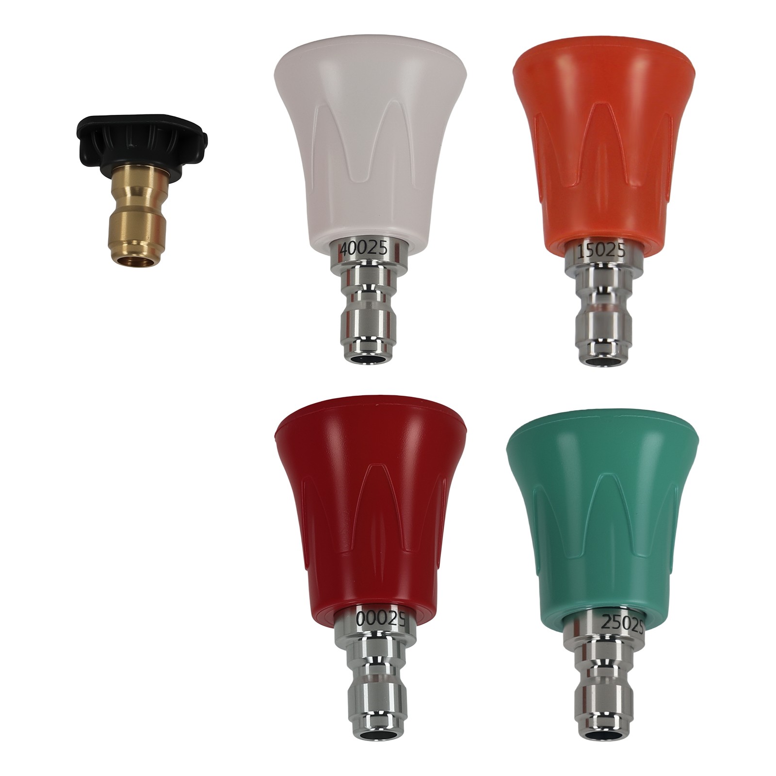 5PC High Pressure Washer Nozzle Set 0-40° Soap Tips 1/4″ QC w/ Guard