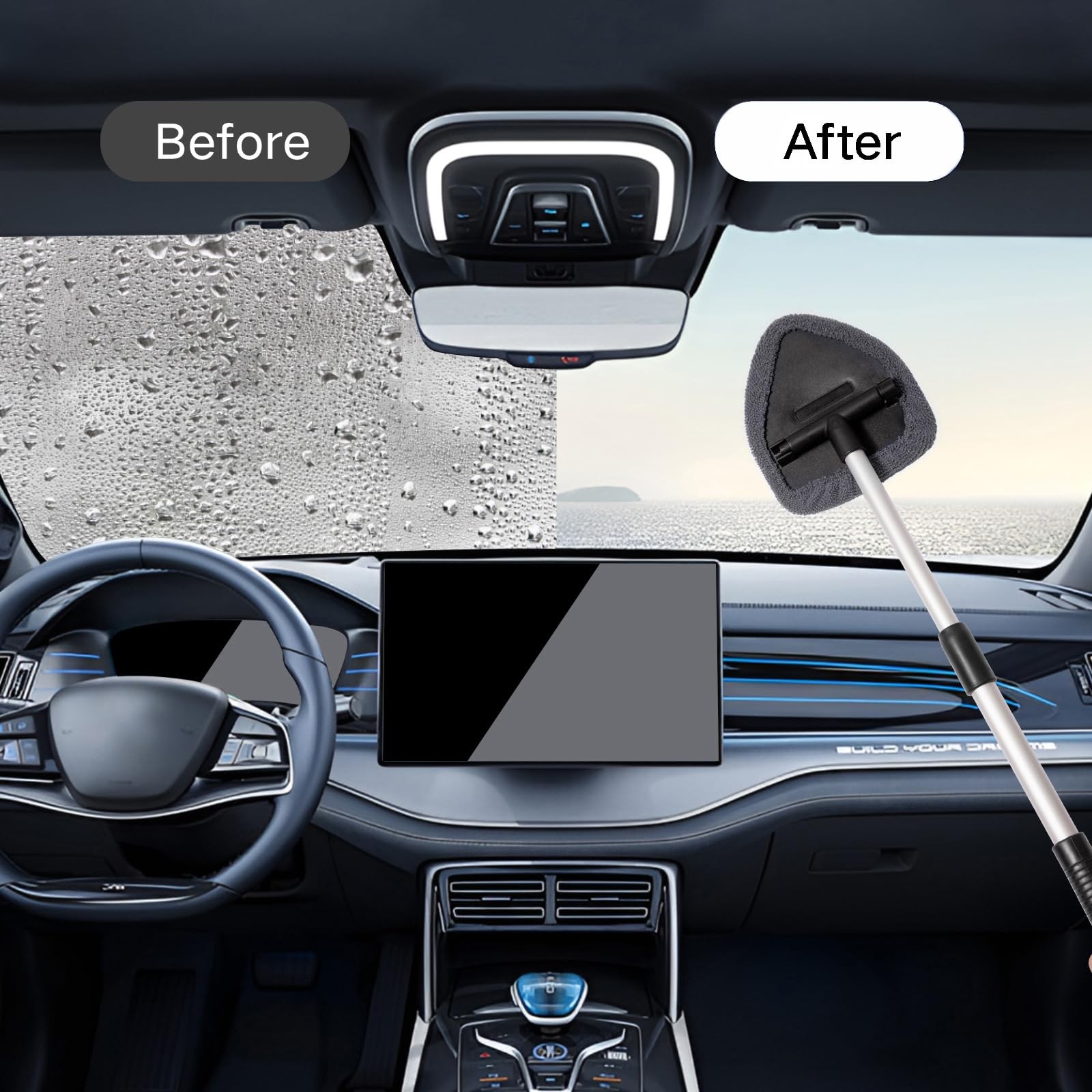 Qydipclin 10pcs Windshield Cleaning Tool Inside Car Window Cleaner Wash Gray