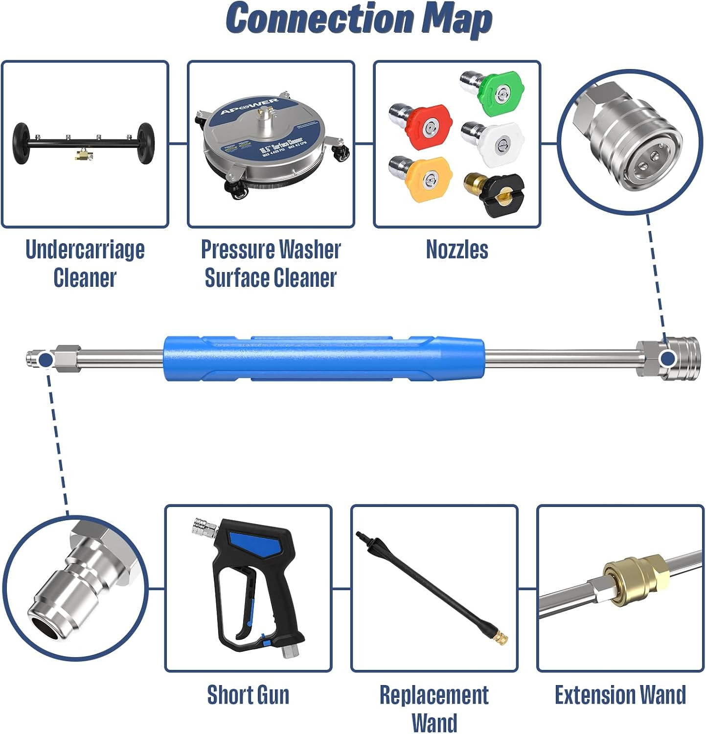 Pressure Washer Extension Wand 17 Inch, Stainless Steel Power Washer Wand wit…