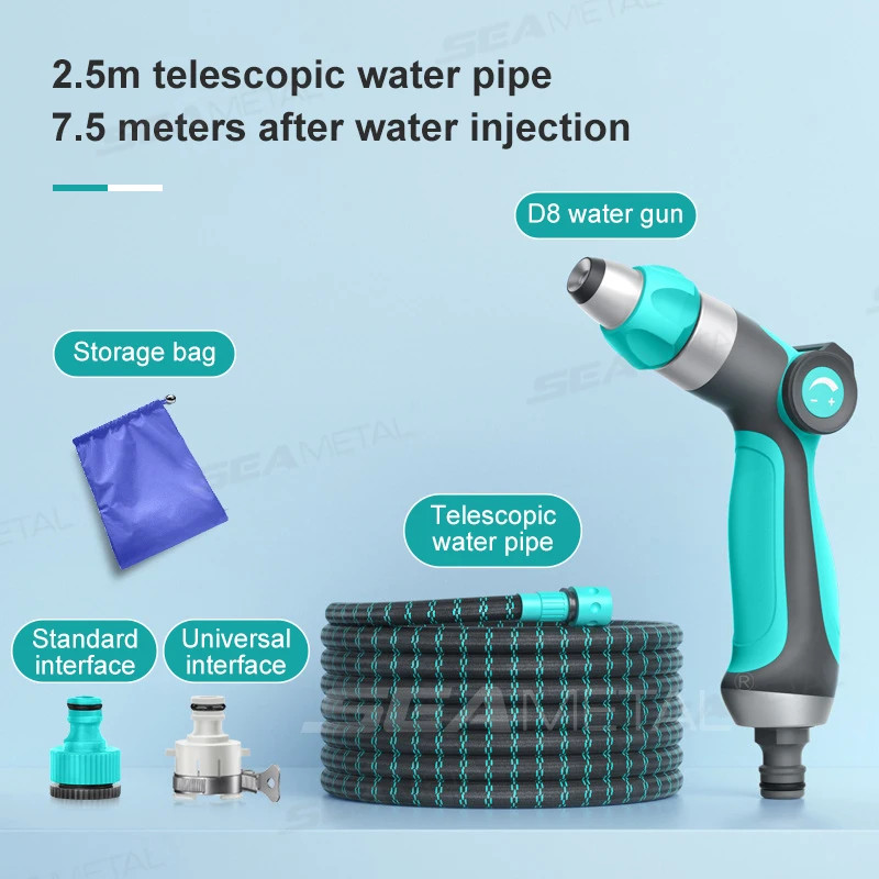 Car Wash Water Gun Sprayer Telescopic Hose High Pressure Car Washers 3 Modes Adj