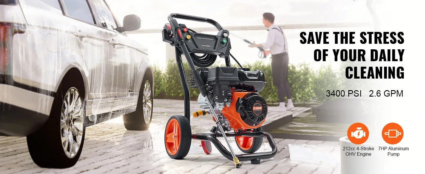 SIHAO Gas Pressure Washer With Aluminum Pump Spray Gun And Extension Wand US