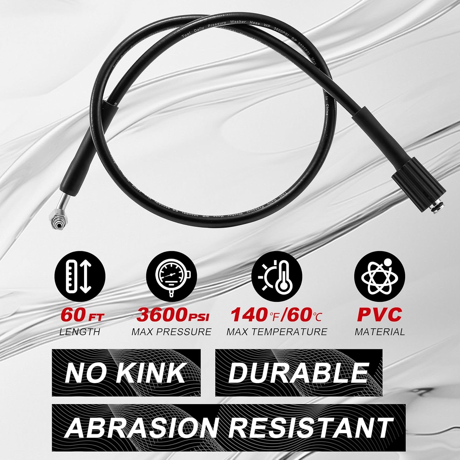 Retractable Pressure Washer Hose Reel 1/4” x 60 FT Heavy Duty Power Washer Reel