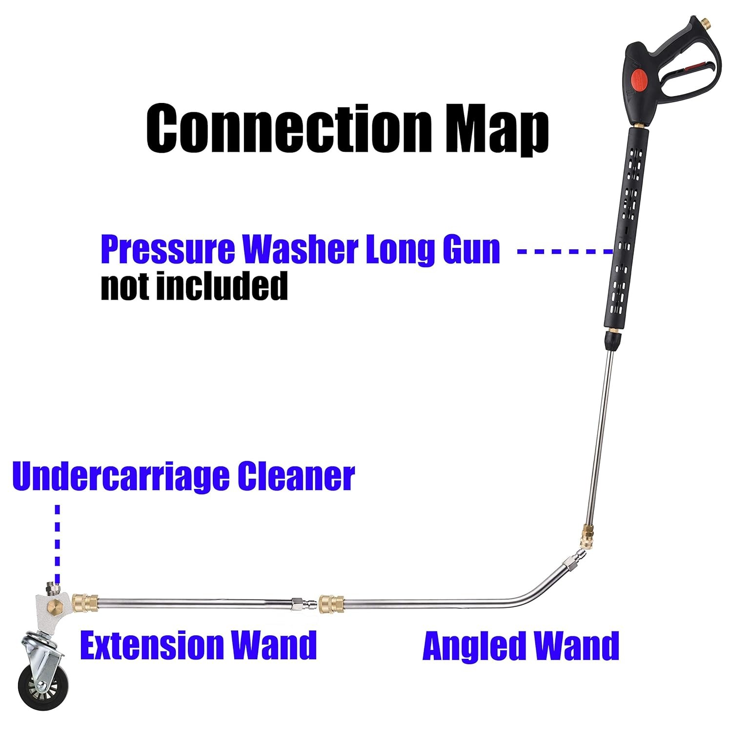 Pressure Washer Undercarriage Cleaner, under Car Wash with 45 Degree Angled Wand