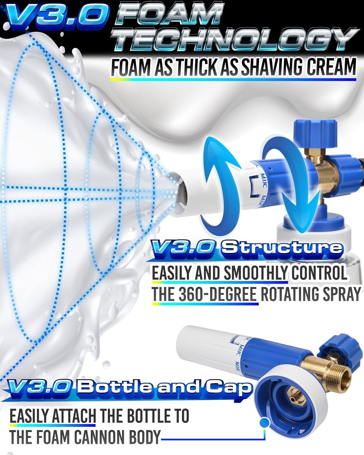 MJJC Foam Cannon S V3.0 Thicker Snow Foam Technology with 1/4 Inch Quick Conn…