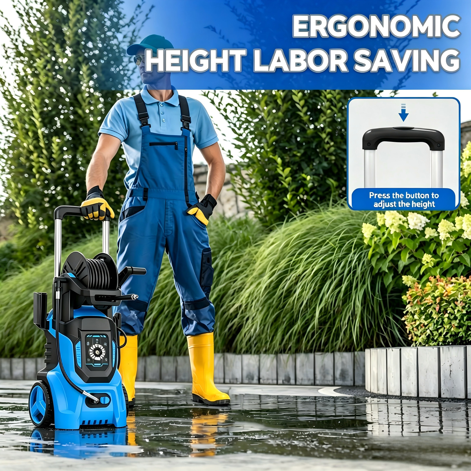 Electric Pressure Washer 4500PSI 3.2GPM with Adj-15-Level Touch Screen For car