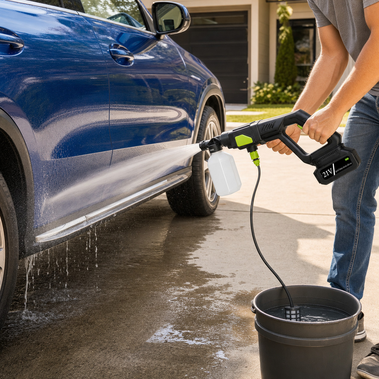 21V Cordless Pressure Washer Portable Power Cleaner Car Wash w/ Battery & Case