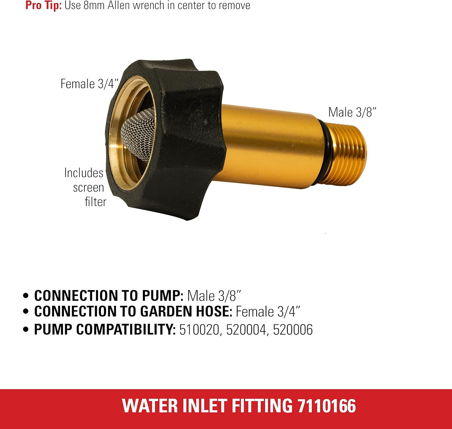 Cleaning 7110166 Water Inlet Fitting for OEM Technologies Axial Cam Pressure Was