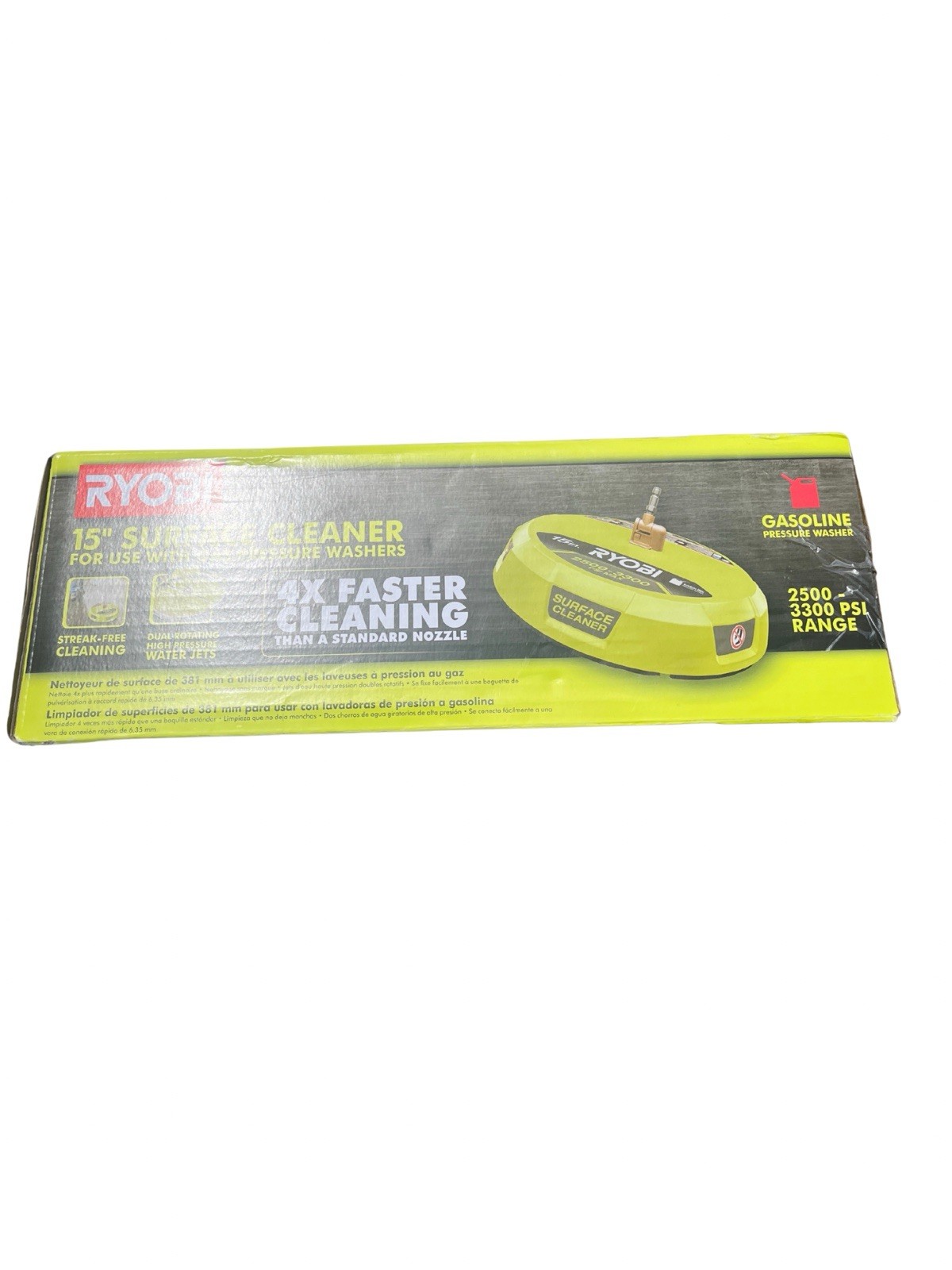 Ryobi 15 in. 3400 PSI Gas Pressure Washer Surface Cleaner with Caster Wheels