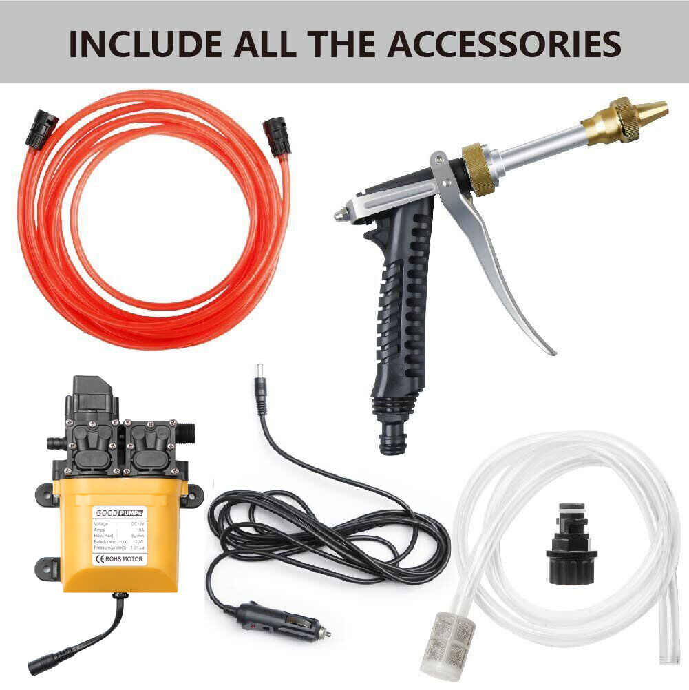 12V 200PSI Double Pump High Pressure Car Yard Electric Wash Gun Power Washer Kit