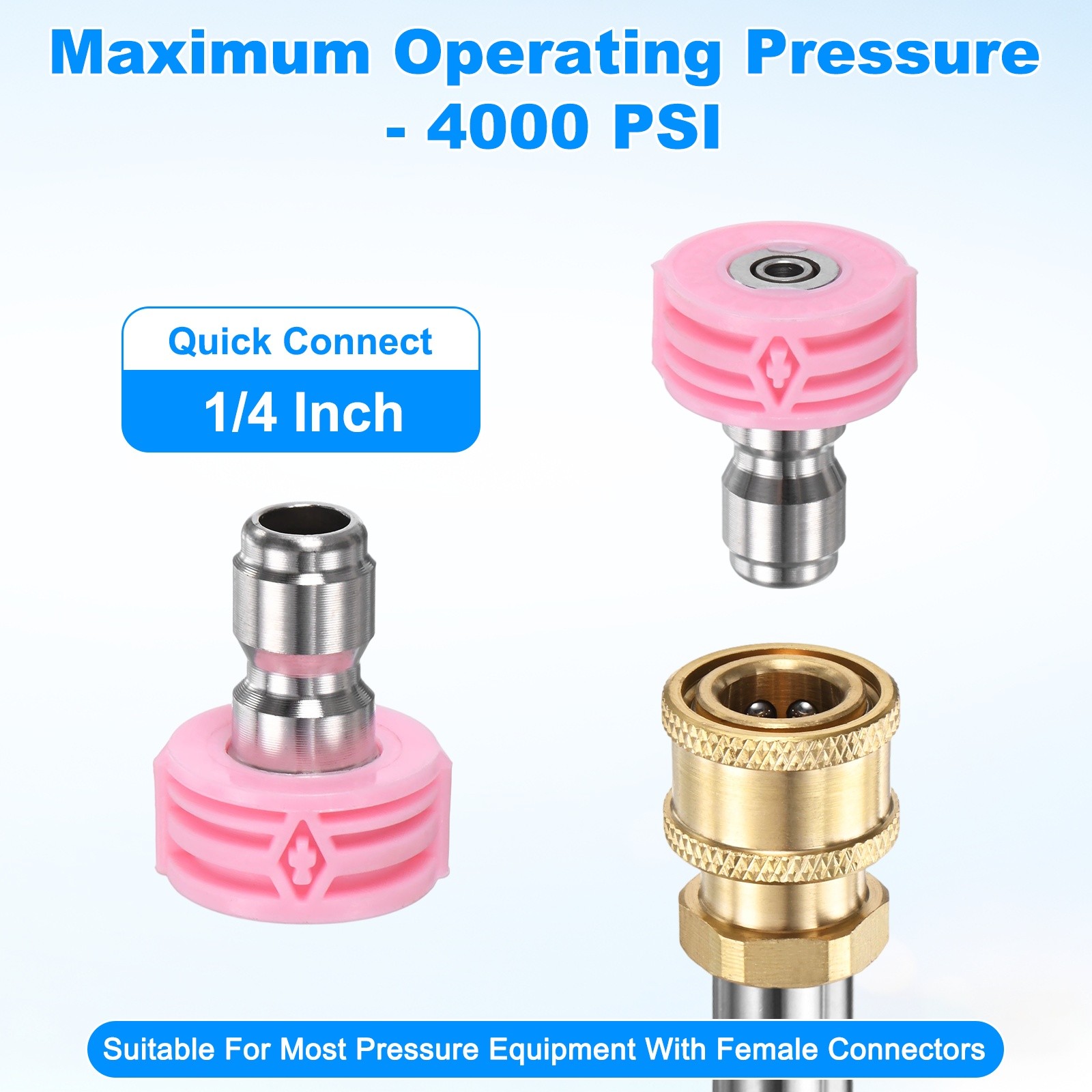 7-Pack 1/4″ Quick Connect, Orifice 4.0 Pressure Washer Tips with Holder [Pink]