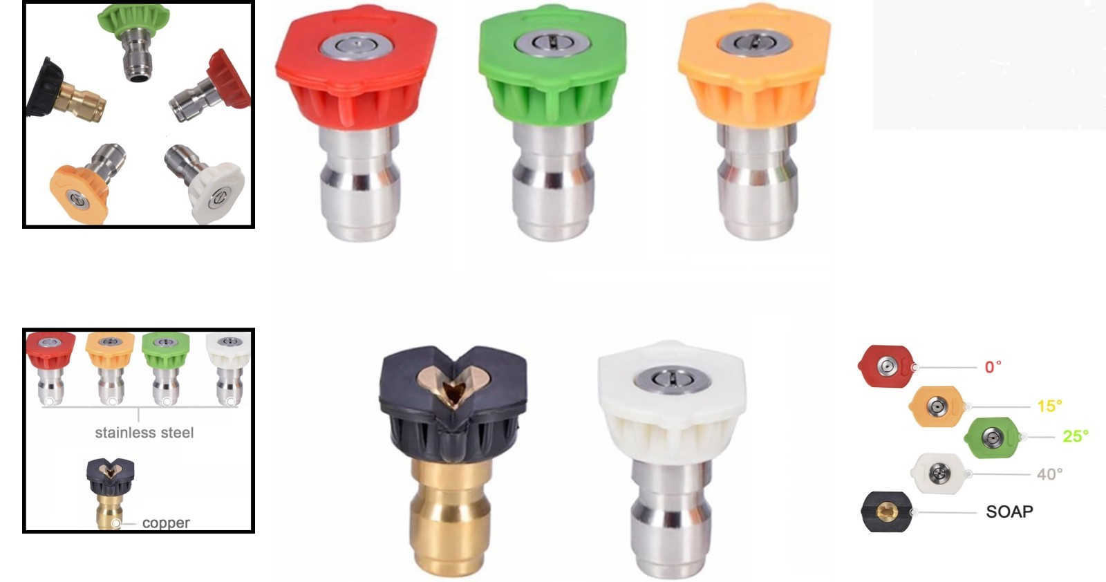 Brass and Stainless Steel Nozzle Tips – 4000 PSI Pressure Washer Set